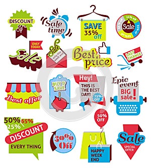 Set of sale and advertistment web icons