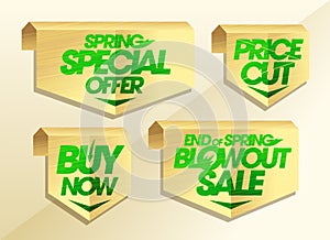 Set of sale arrow stickers - price cut, spring special offer, buy now