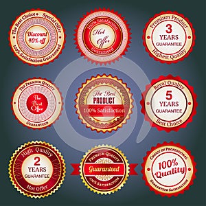 Set of sale badges, labels and stickers in red