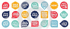 Set of Sale badges. Sale quality tags and labels. Template banner shopping badges. Special offer, sale, discount, shop, black