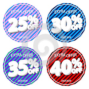 Set Sale banners design template, discount tags, app icons, vector illustration