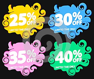 Set Sale banners design template, discount tags, app icons, vector illustration