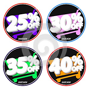 Set Sale banners design template, discount tags, app icons, vector illustration