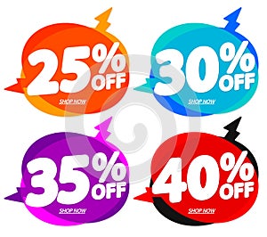 Set Sale banners design template, discount tags, app icons, vector illustration