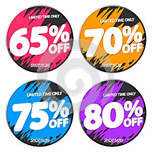 Set Sale banners design template, discount tags, app icons, vector illustration