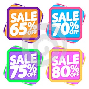 Set Sale banners design template, discount tags, app icons, vector illustration