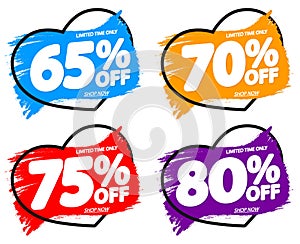 Set Sale banners design template, discount tags, app icons, vector illustration