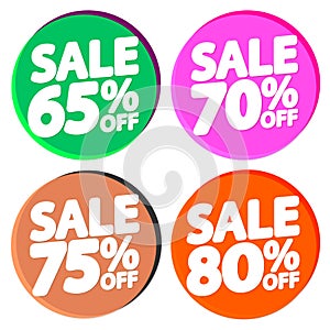 Set Sale banners design template, discount tags, app icons, vector illustration