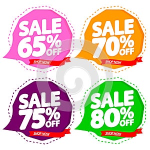 Set Sale banners design template, discount tags, app icons, vector illustration