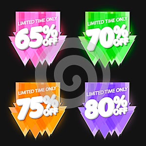 Set Sale banners design template, discount tags, app icons, vector illustration