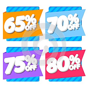 Set Sale banners design template, discount tags, app icons, vector illustration