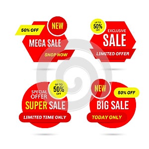 Set of sale banners isolated on white background