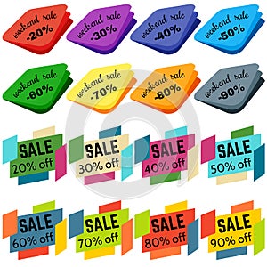 Set of Sale Discount Labels, Tags, Emblems. Web collection of stickers and badges for sale.