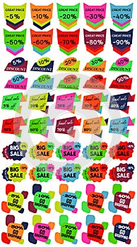 Set of Sale Discount Labels, Tags, Emblems. Web collection of stickers and badges for sale.