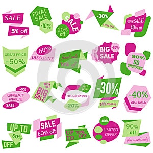 Set of Sale Discount Labels, Tags, Emblems. Web collection of stickers and badges for sale