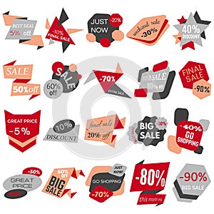 Set of Sale Discount Labels, Tags, Emblems. Web collection of stickers and badges for sale