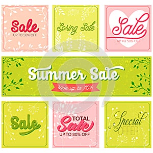 Set of sale and special offer typography banners