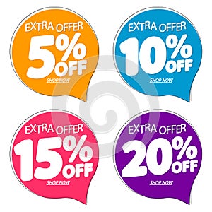 Set Sale tags, discount speech bubble banners design template, app icons, vector illustration