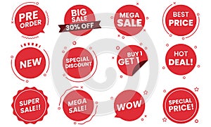 Set of sale tags and labels promotion. big sale, super sale and more