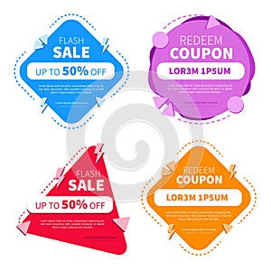 Set of sale tags with text. Tags set with Discount offer. low cost icon.