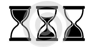 Set of sand clock. Vector icons on white background