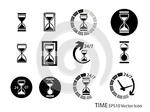 Set of Sand glass and timer icon