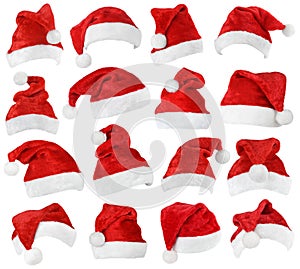Set of Santa Claus red hats photo
