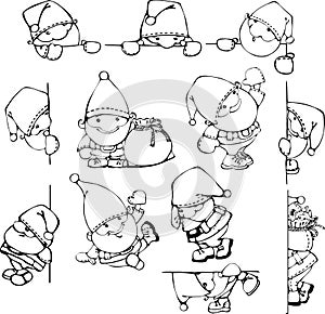 Set Santa Claus silhouettes