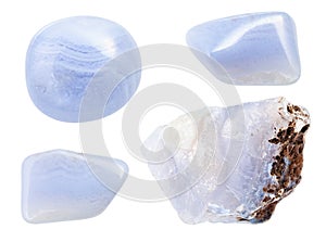 Set of Sapphirine Blue Lace Agate gemstones photo