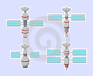 Set of satellite icon isolated on gray background