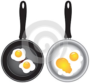 Set of saucepans with Scrambled eggs