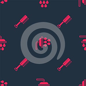 Set Sauna brush and Shower on seamless pattern. Vector
