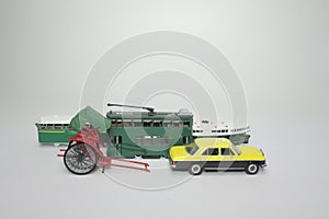 a set of scale model of old transport