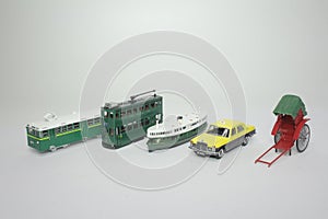 a set of scale model of old transport
