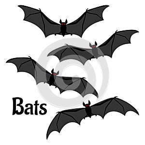 Set of scary halloween bats