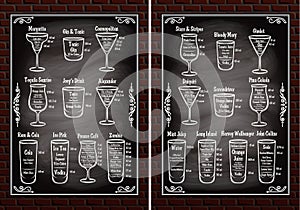 Set schemes ingredients for making cocktails