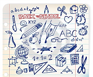 Set of school doodle illustrations