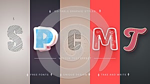 Set 5 School Editable Text Effects, Font Styles