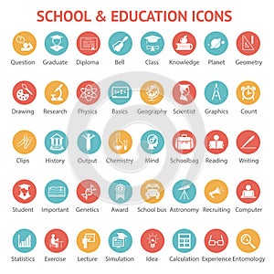 Set of school and education icons