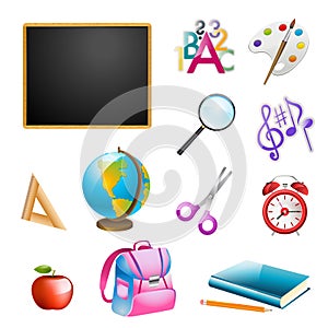 Set of school items. vector