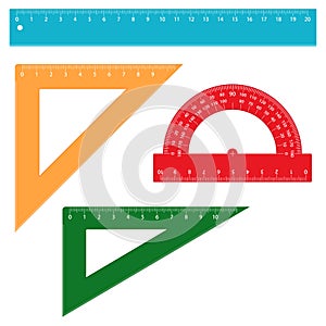 Set of school measuring rulers, vector illustration