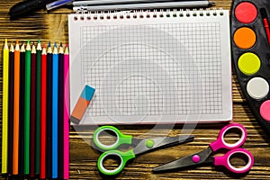 Set of school stationery supplies. Back to school concept