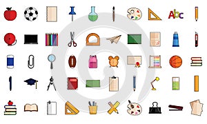 Set of school tools icons