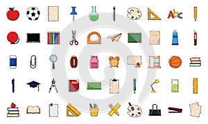 Set of school tools icons