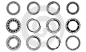 Set of sci fi black circle user interface elements technology futuristic design modern creative on white background vector