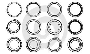 Set of sci fi black circle user interface elements technology futuristic design modern creative on white background vector