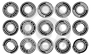 Set of sci fi black circle user interface elements technology futuristic design modern creative on white background vector