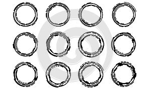 Set of sci fi black circle user interface elements technology futuristic design modern creative on white background vector
