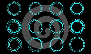 Set of sci fi blue circle user interface elements technology futuristic design modern creative on black background vector