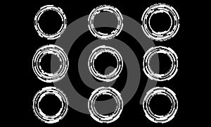Set of sci fi white circle and frame user interface elements technology futuristic design modern creative on black background